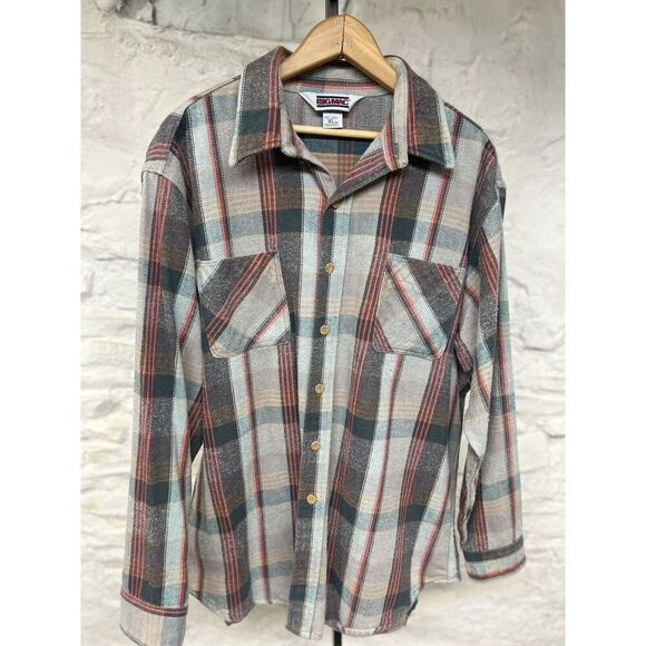 Big Mac JC Penney Plaid Flannel Shirt Size XLT Thick Cotton Button Down Vintage - Picture 1 of 7
